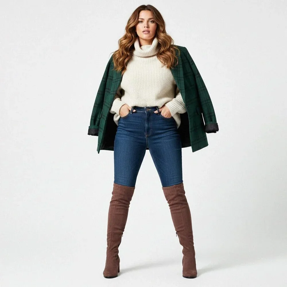 Women Coffee Faux Suede Chunky ​​Block Heel Round Toe Fall Side Zipper Boot